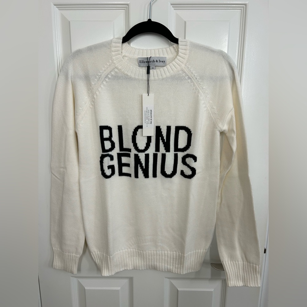 Ellsworth & Ivey Blond Genius crew neck sweater pullover cream black XS